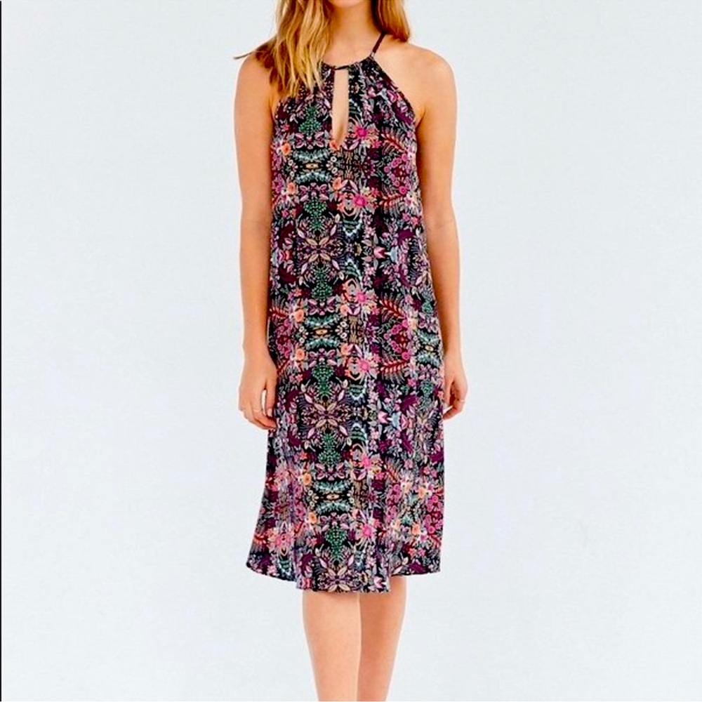 UO Kimchi Blue Multi Colored Floral Midi Dress